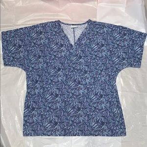 Blue and Purple Patterned Scrub Top